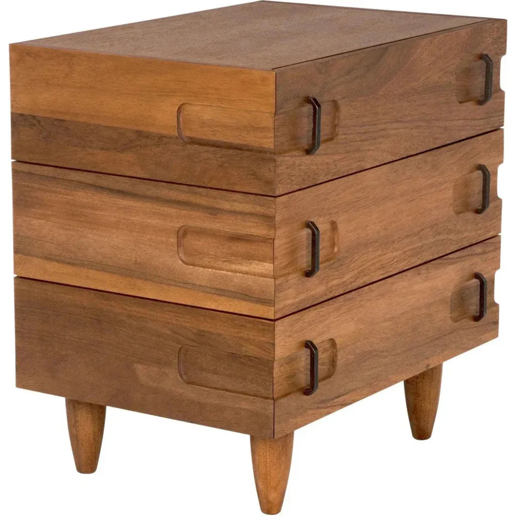Noir David Three Drawers Side Table