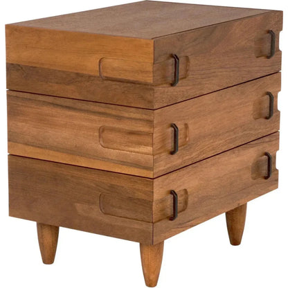 Noir David Three Drawers Side Table