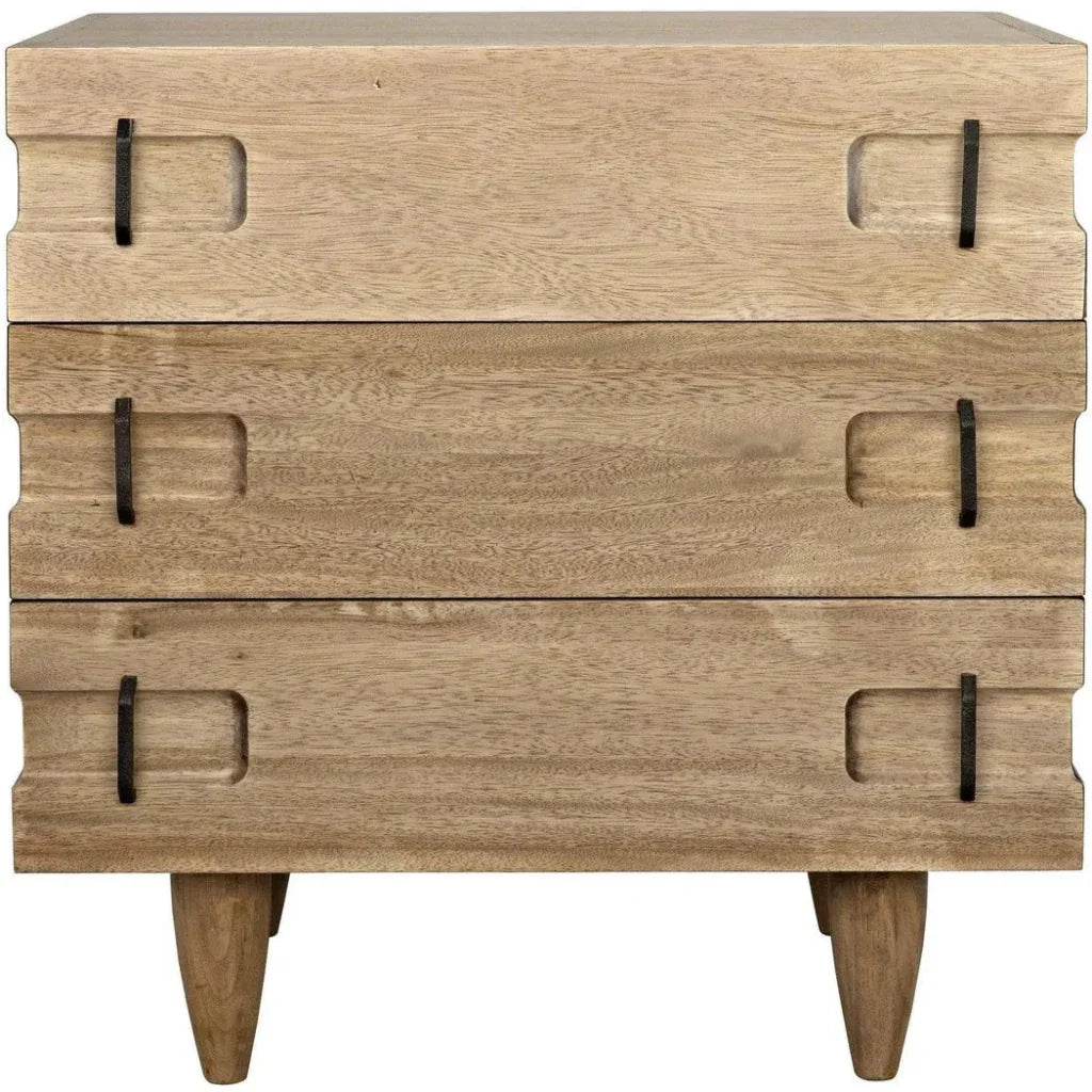 Noir David Three Drawers Side Table