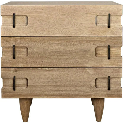 Noir David Three Drawers Side Table