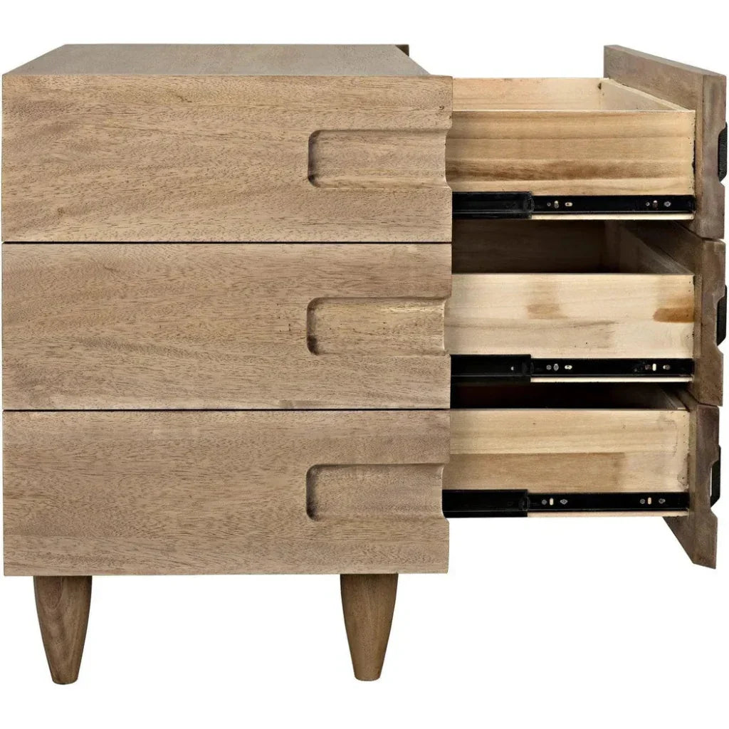Noir David Three Drawers Side Table