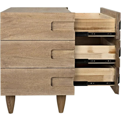 Noir David Three Drawers Side Table