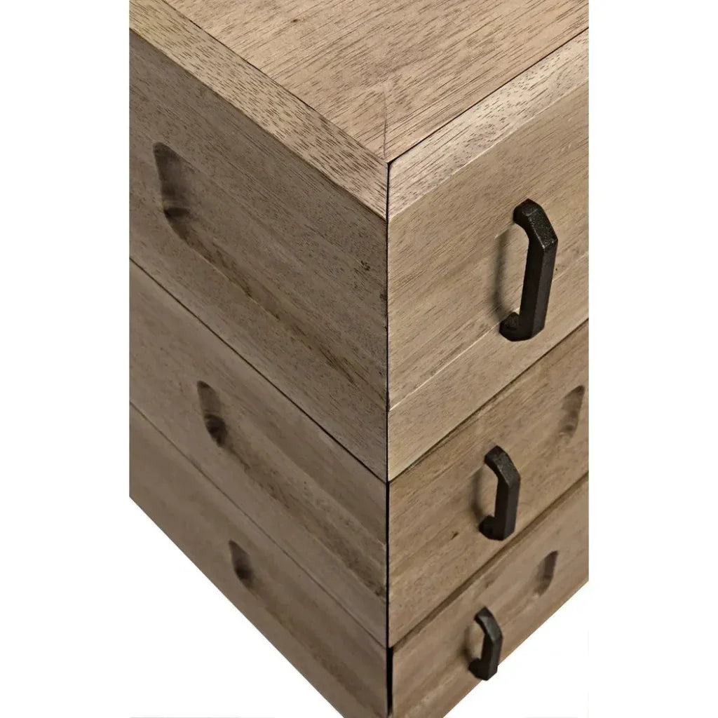 Noir David Three Drawers Side Table