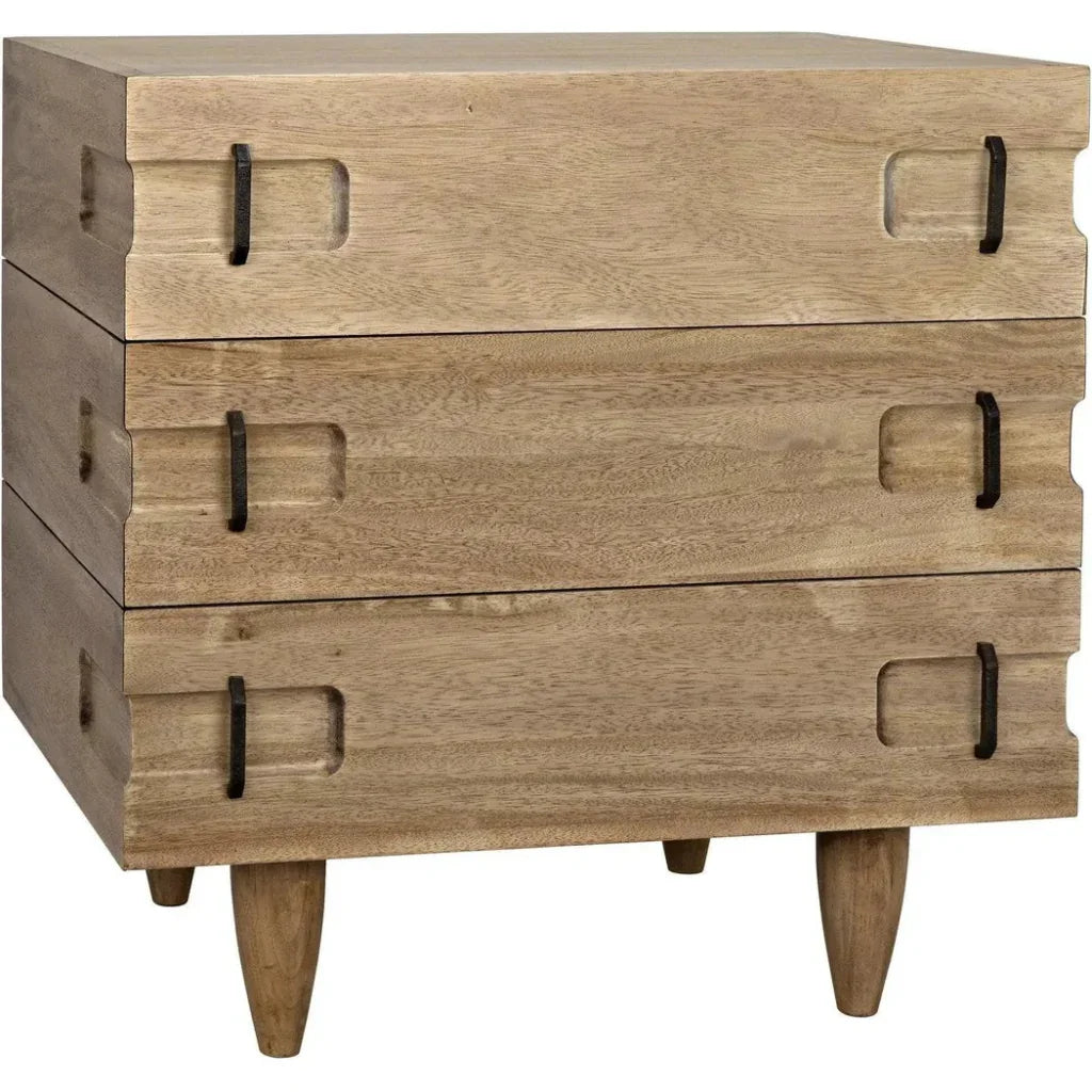 Noir David Three Drawers Side Table