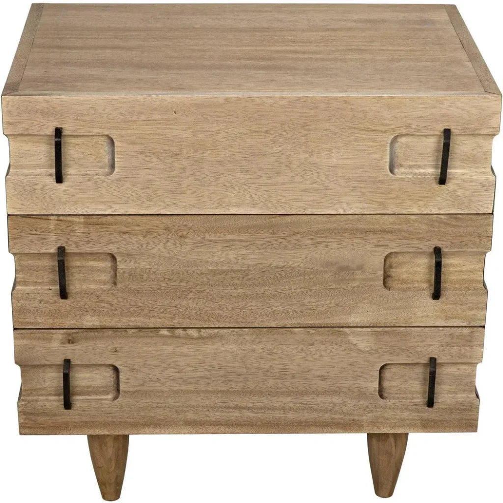 Noir David Three Drawers Side Table