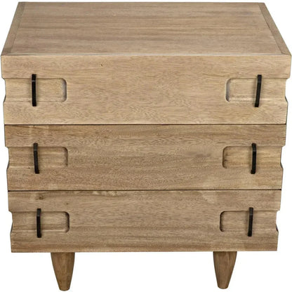 Noir David Three Drawers Side Table