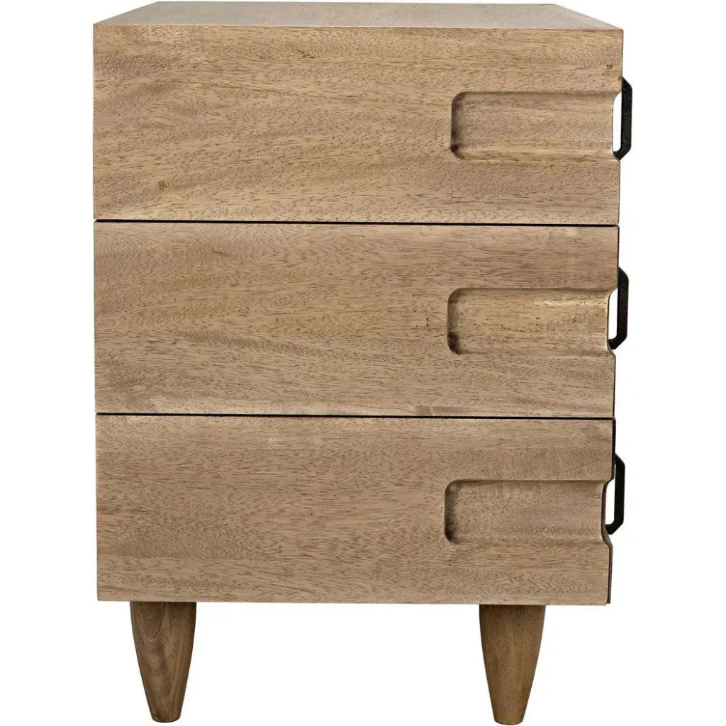 Noir David Three Drawers Side Table