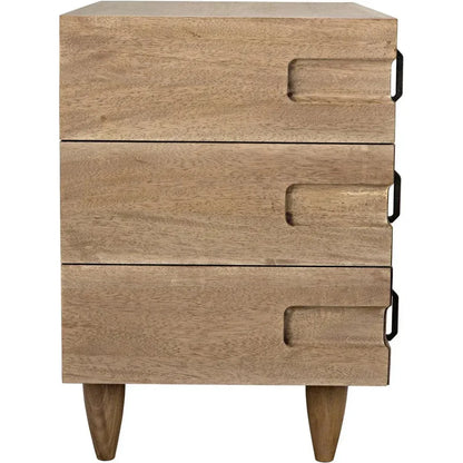 Noir David Three Drawers Side Table