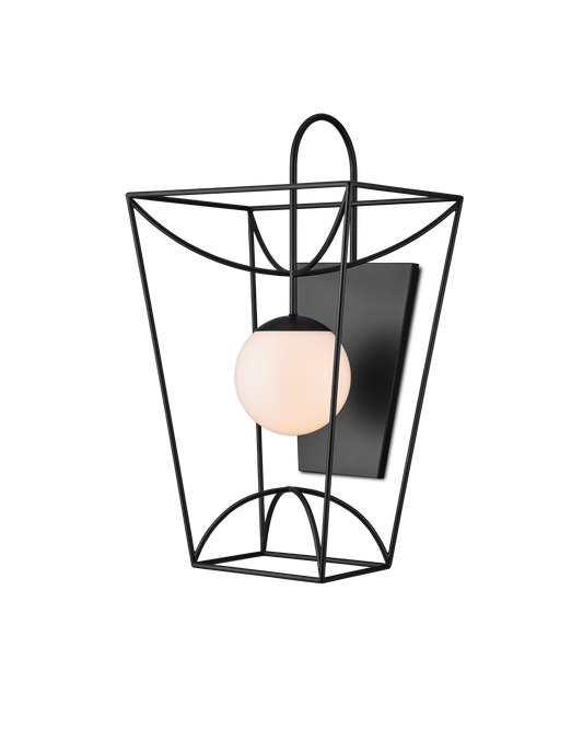 31 in. Rochefort Metal and Glass Black Wall Sconce