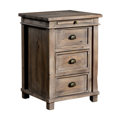 Settler Three Drawers Wooden Nightstand