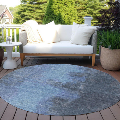 Iriion Blue Washable Indoor-Outdoor Rug