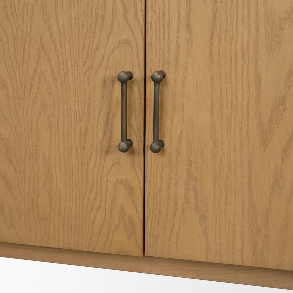 Hollis 84"W Warm Brown Wood 4-Door Closed Sideboard -- Light Brown