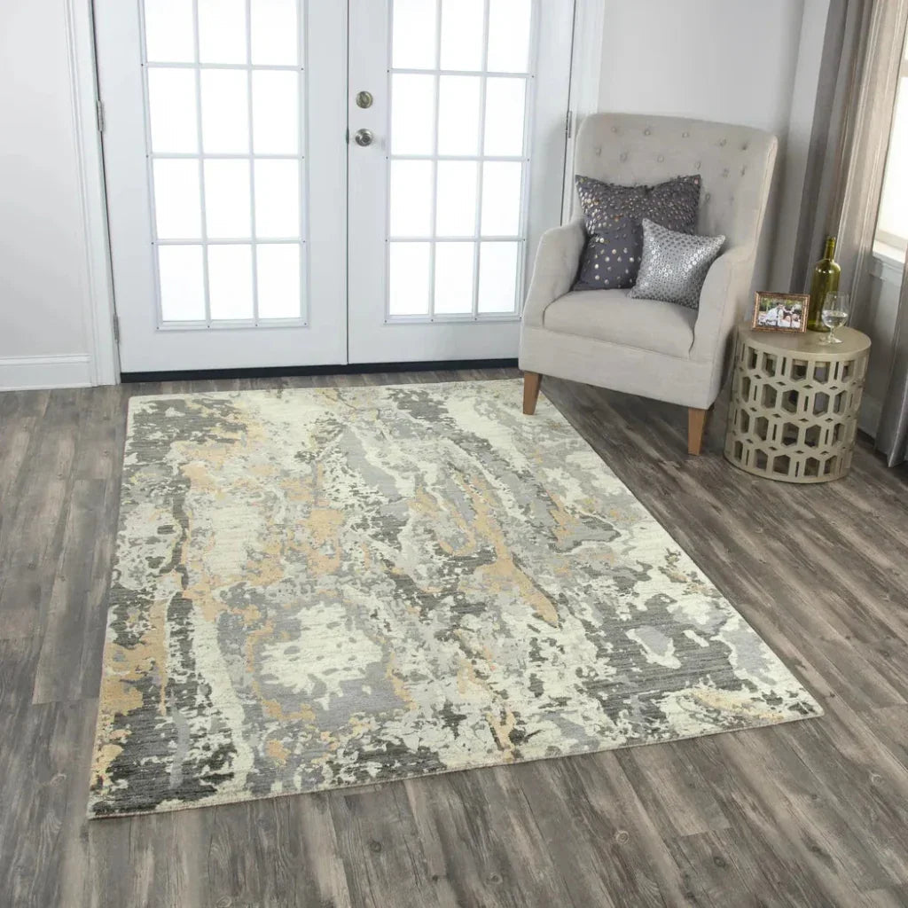 Agra Abstract Beige Large Area Rugs For Living Room -- beige