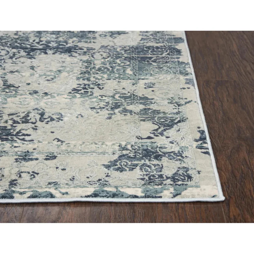 Boul Abstract Blue Kitchen Hallway Runner Rug -- blue