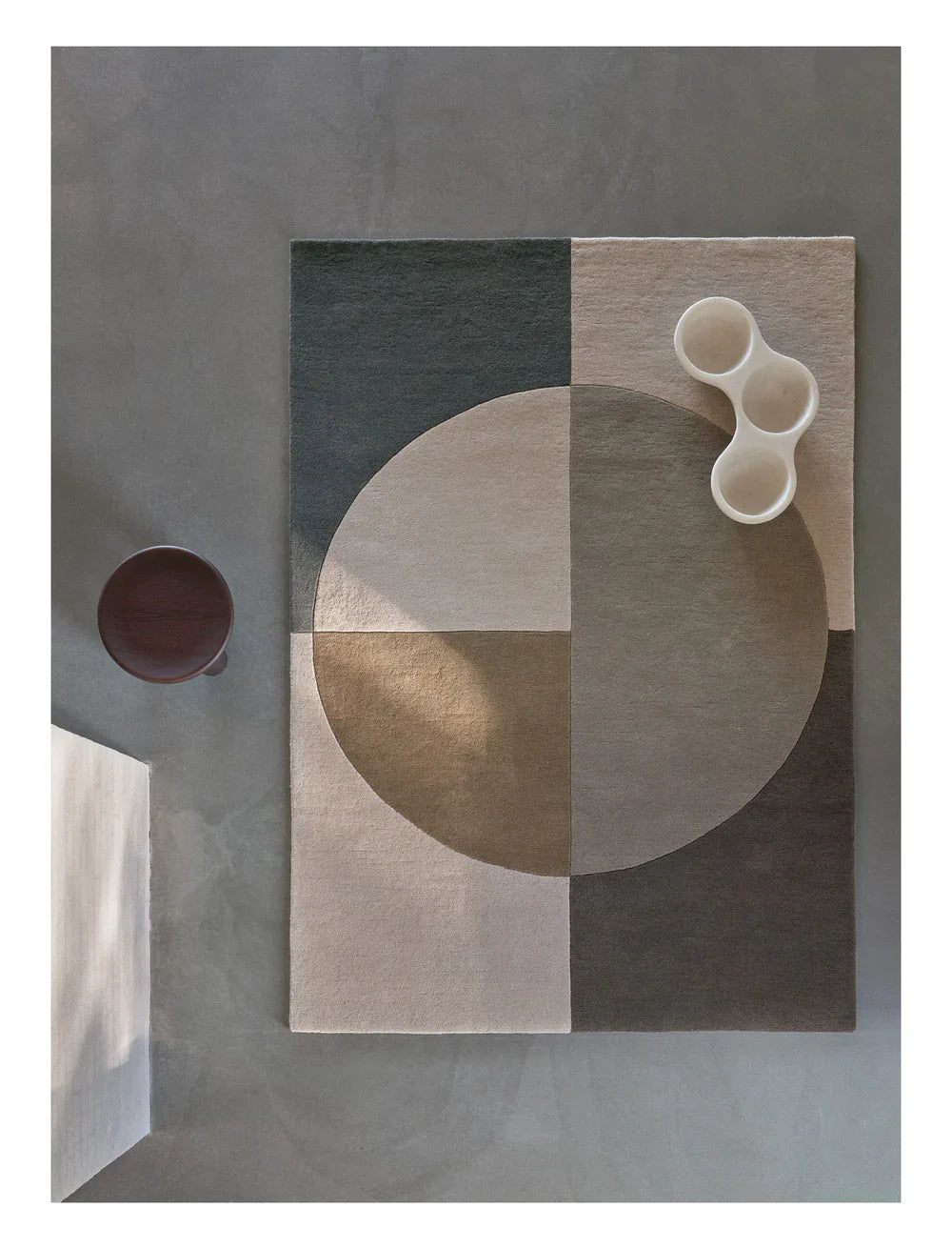 Radiality Olive Wool Area Rug By Linie Design