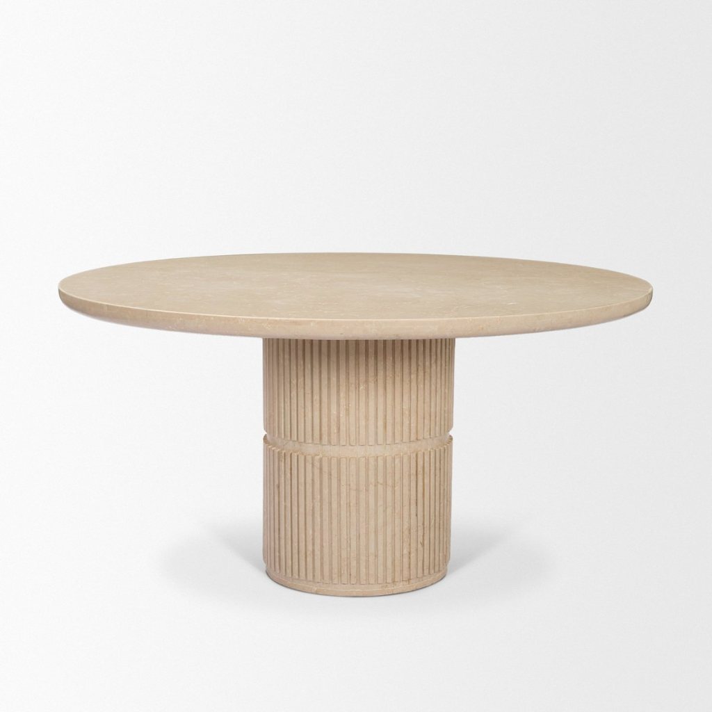 Sorrano 59" Botticino Marble Round Dining Table -- Beige
