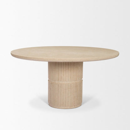 Sorrano 59" Botticino Marble Round Dining Table -- Beige
