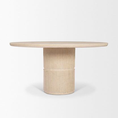 Sorrano 59" Botticino Marble Round Dining Table -- Beige