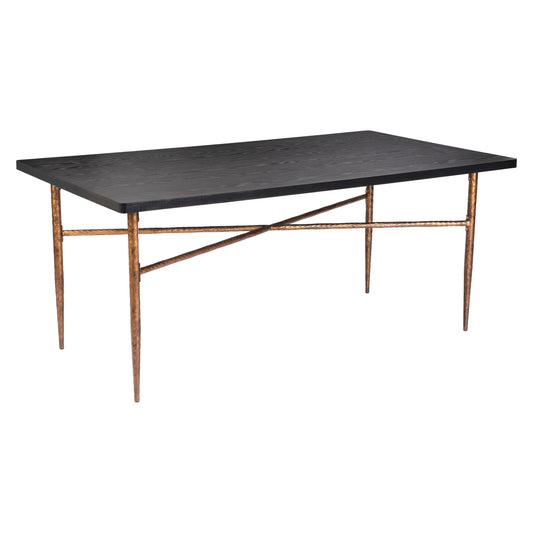 Nida Wood and Steel Black Rectangular Dining Table