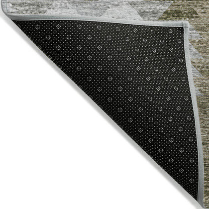 Angled Checks Brown Washable Indoor-Outdoor Rug