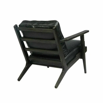 Junior Arm Chair Black Leather Seat Over Wood Base -- view 3