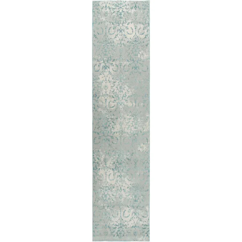 Boru Scroll Blue Kitchen Hallway Runner Rug
