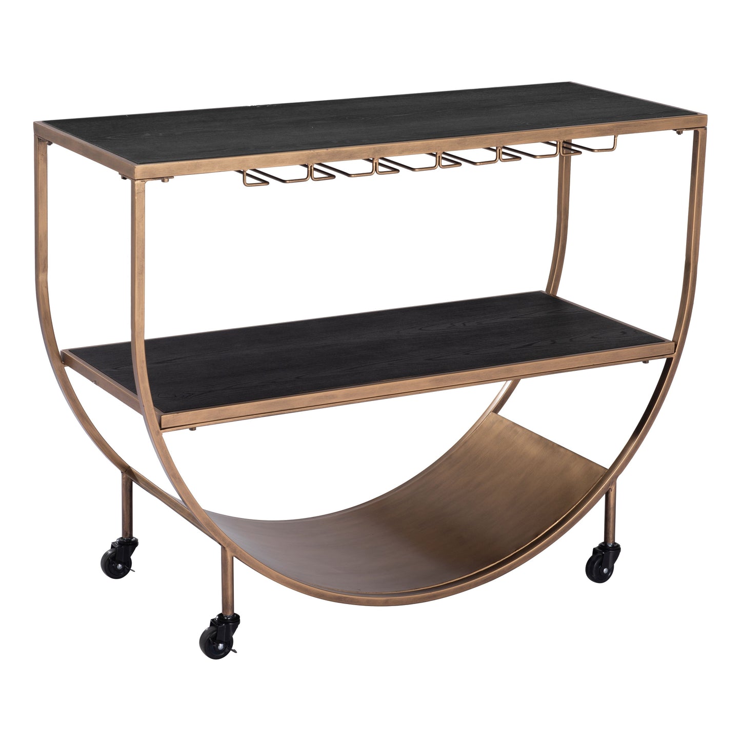 Bechet Brass Black Bar Cart