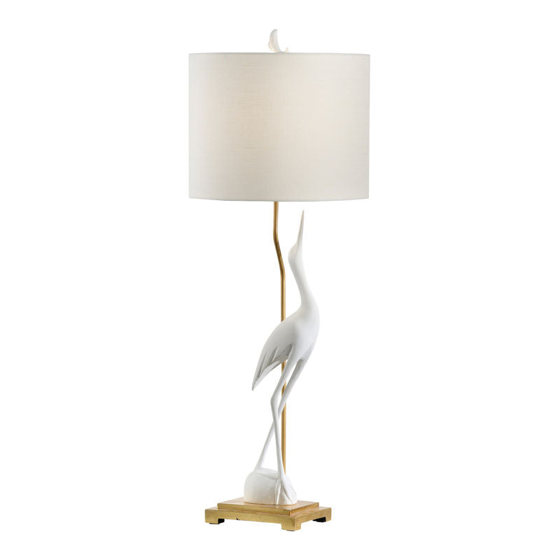 Wildwood Crane Silhouette Design White Table Lamp
