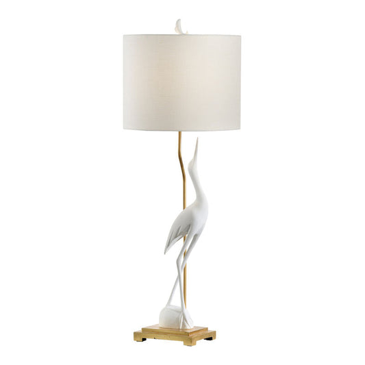 Wildwood Crane Silhouette Design White Table Lamp