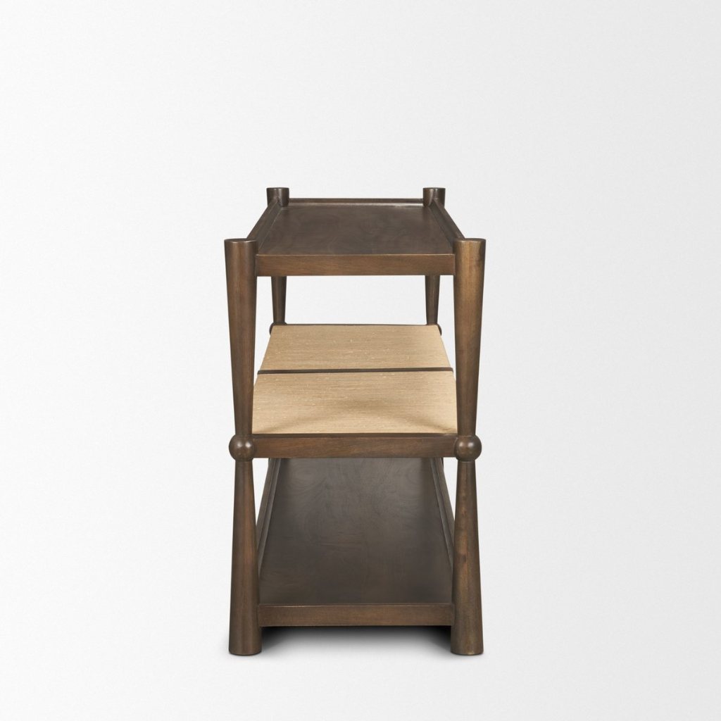 Bondi Dark Brown Mango Wood & Paper Rope Console Table -- Dark Brown
