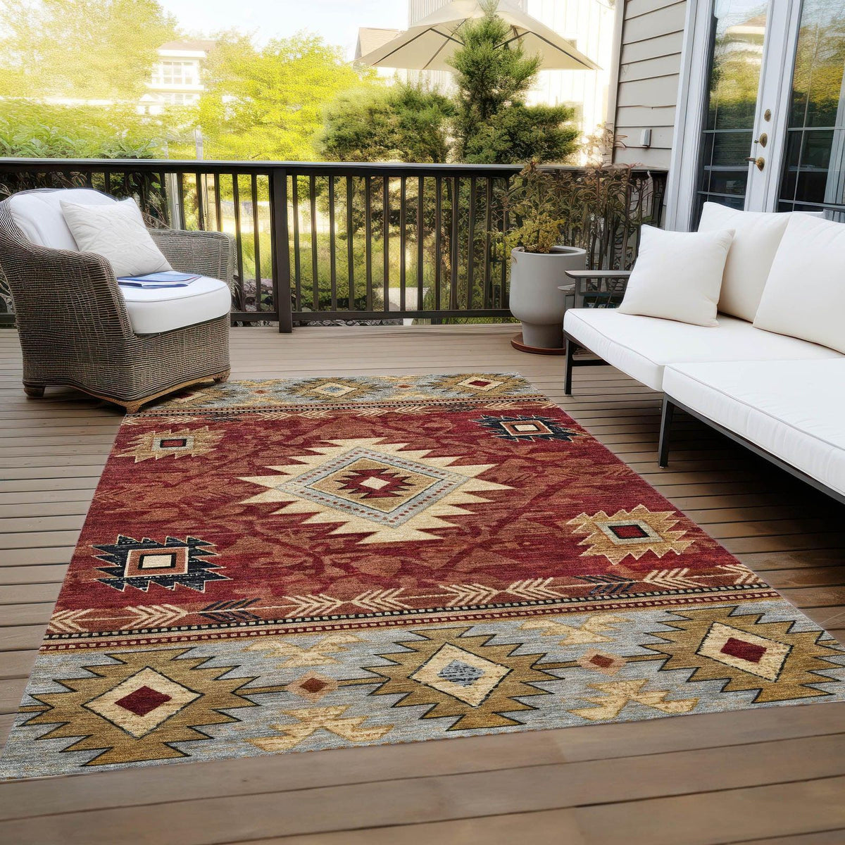 Jaelas Orange Washable Indoor-Outdoor Rug
