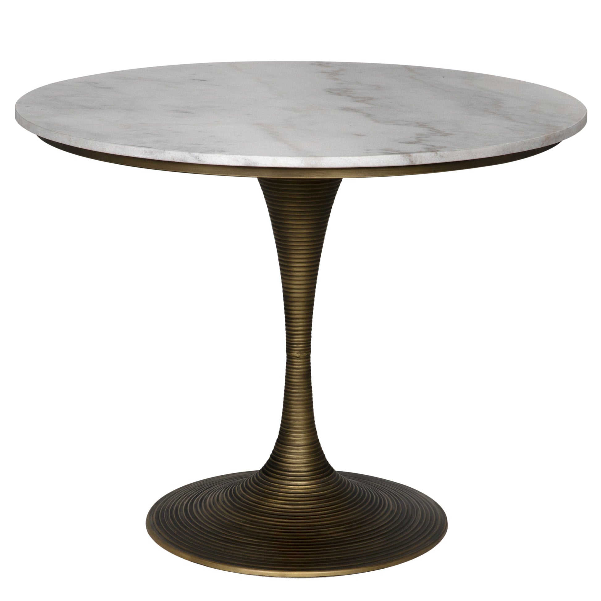 36" Joni Steel and Marble Round Dining Table With Aged Brass Finish-Dining Tables-Noir-Sideboards and Things