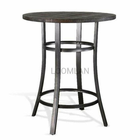 36" Round Wood Top and Metal Base Dark Brown Pub Table Bar Tables Sideboards and Things By Sunny D