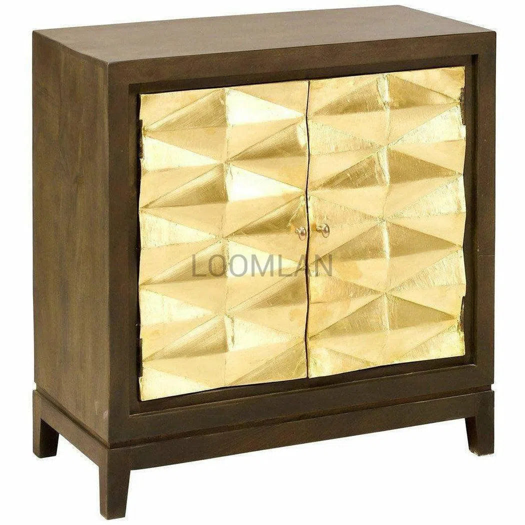 36" Slim Gold Doors Accent Cabinet Brass Doors Handmade Pattern Accent Cabinets LOOMLAN By LOOMLAN