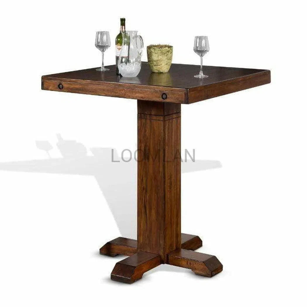 36" Square Adjustable Height Brown Solid Wood Pub Table Bar Tables Sideboards and Things By Sunny D