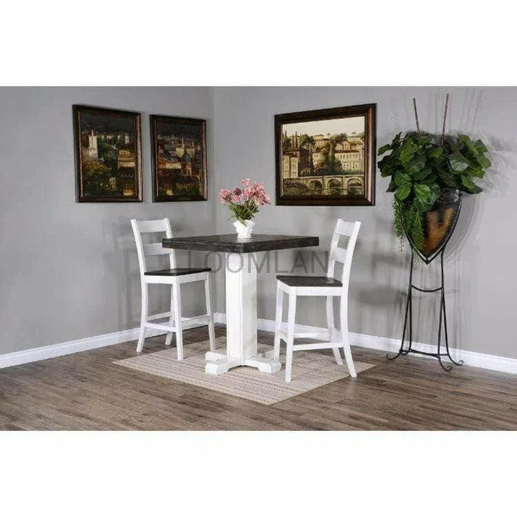 36" Square Adjustable Height Two Tone White Brown Pub Table Bar Tables Sideboards and Things By Sunny D