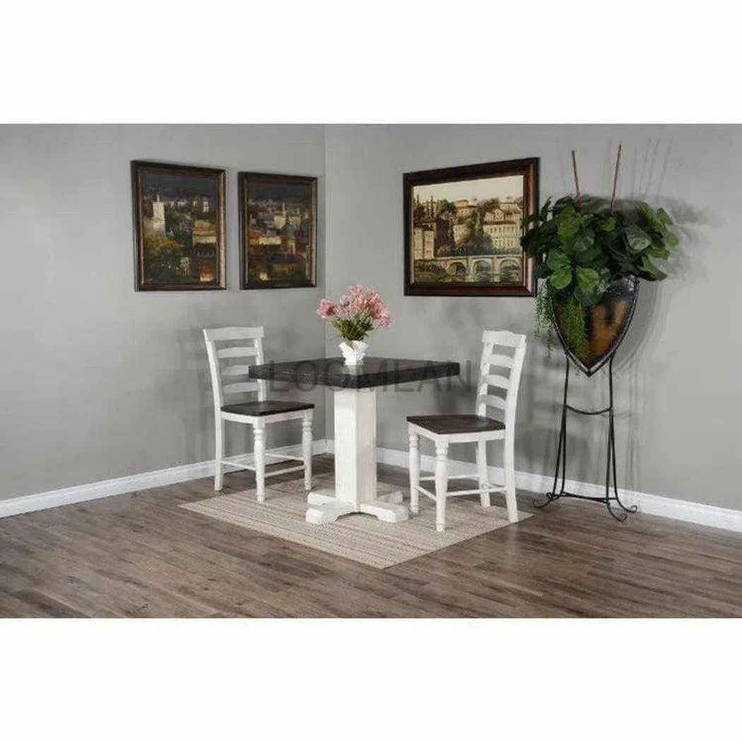 36" Square Adjustable Height Two Tone White Brown Pub Table Bar Tables Sideboards and Things By Sunny D