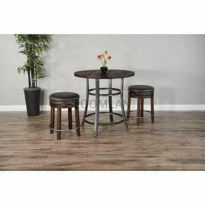 36" x 36" Round Solid Wood Brown Counter Height Dining Table Counter Tables Sideboards and Things By Sunny D