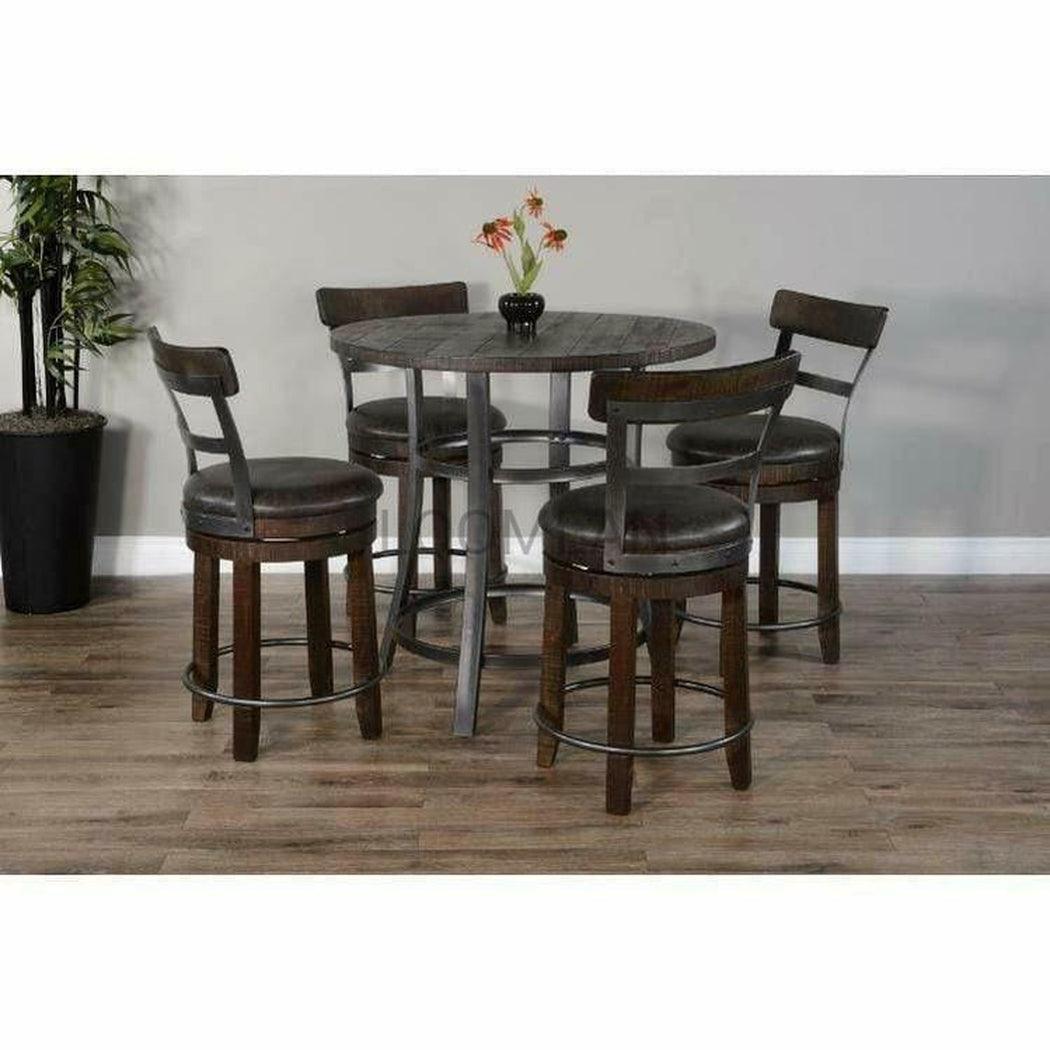 36" x 36" Round Solid Wood Brown Counter Height Dining Table Counter Tables Sideboards and Things By Sunny D