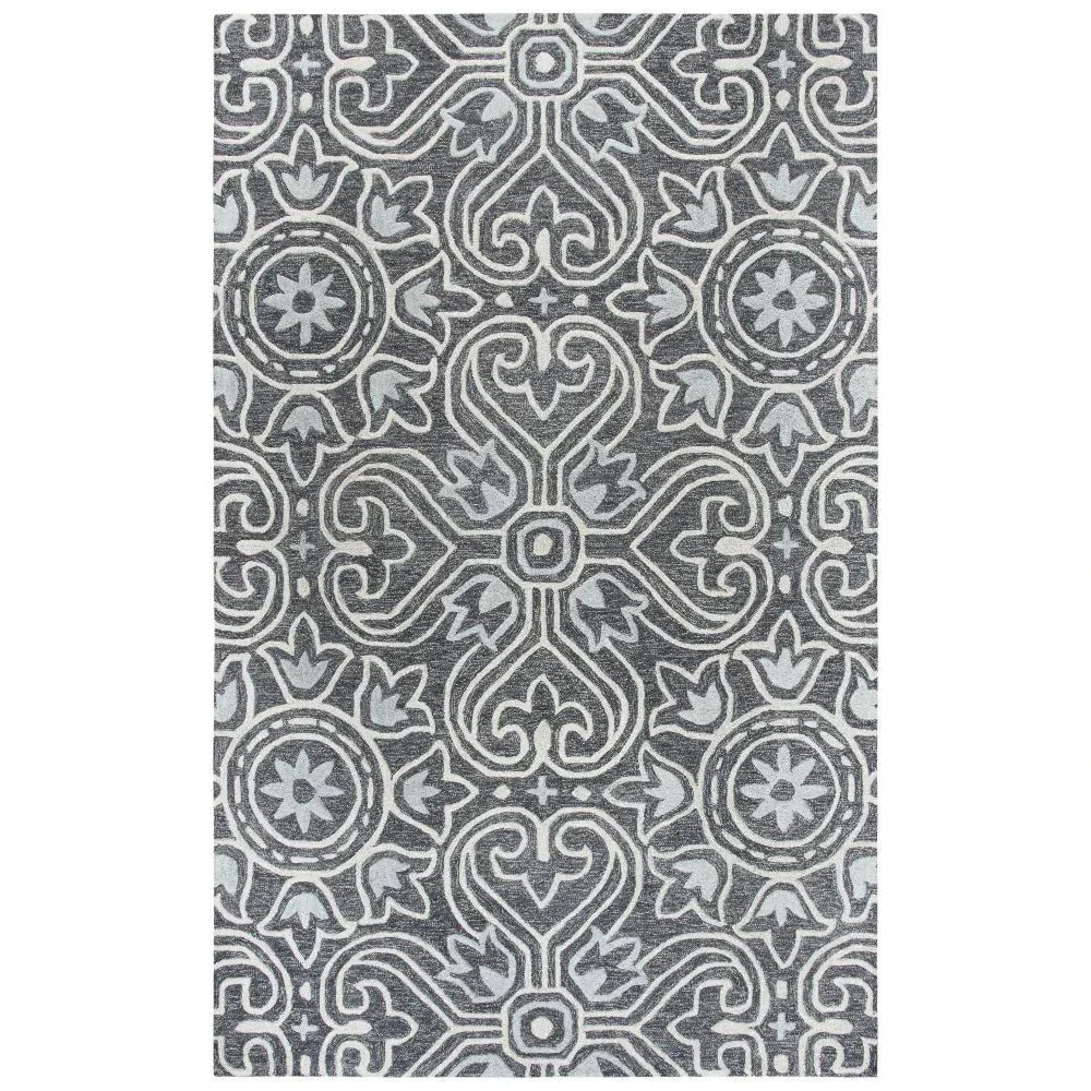 Cast Medallion Gray Large Area Rugs For Living Room