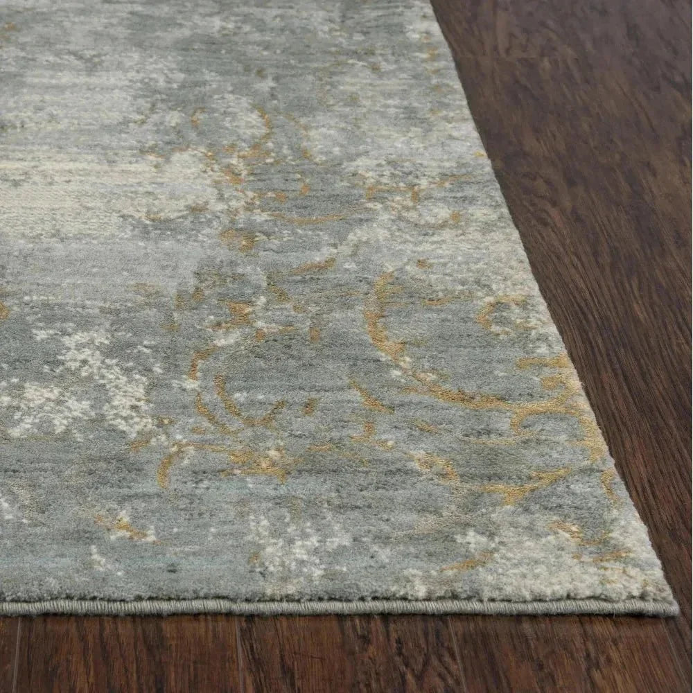 Brem Scroll Gray Large Area Rugs For Living Room -- gray