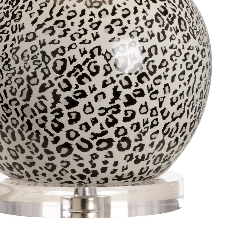 Snow Leopard Printed Ceramic Table Lamp-Table Lamps-Wildwood-LOOMLAN