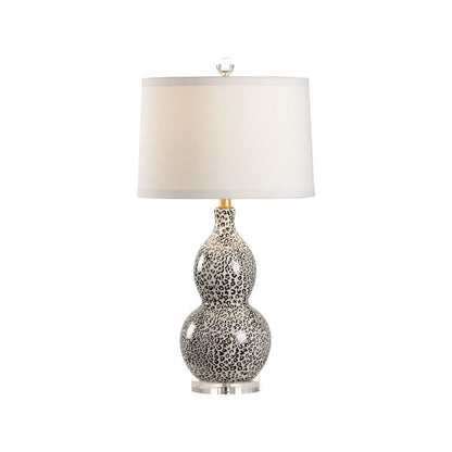 Snow Leopard Printed Ceramic Table Lamp-Table Lamps-Wildwood-Grey-LOOMLAN