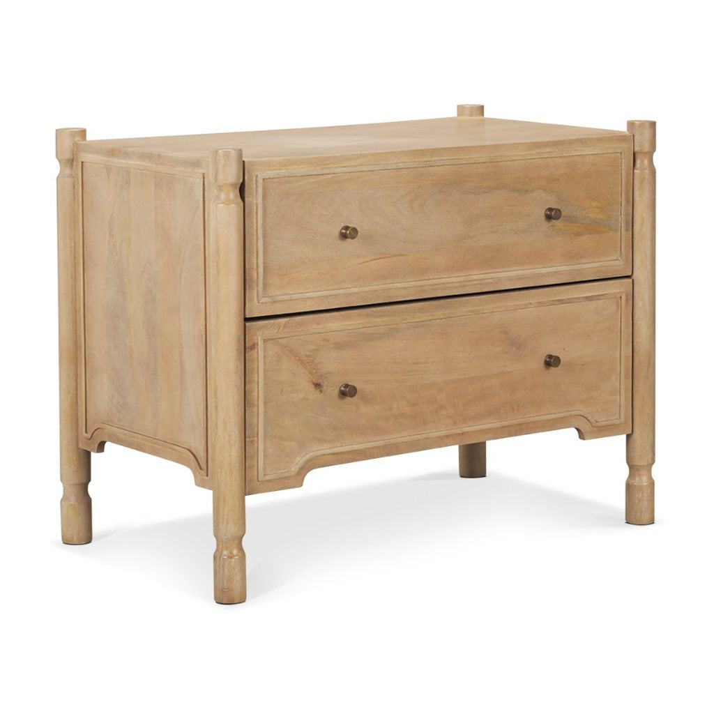 Phil 34"W Brown Solid Wood 2-Drawer Accent Cabinet