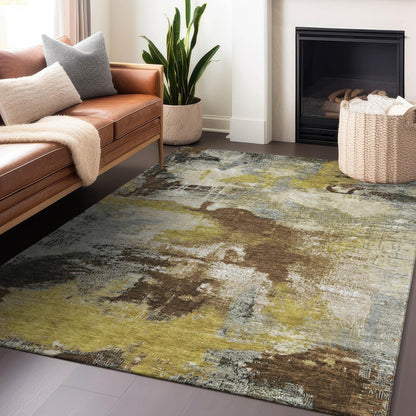 Iriara Brown Washable Indoor-Outdoor Rug -- brown