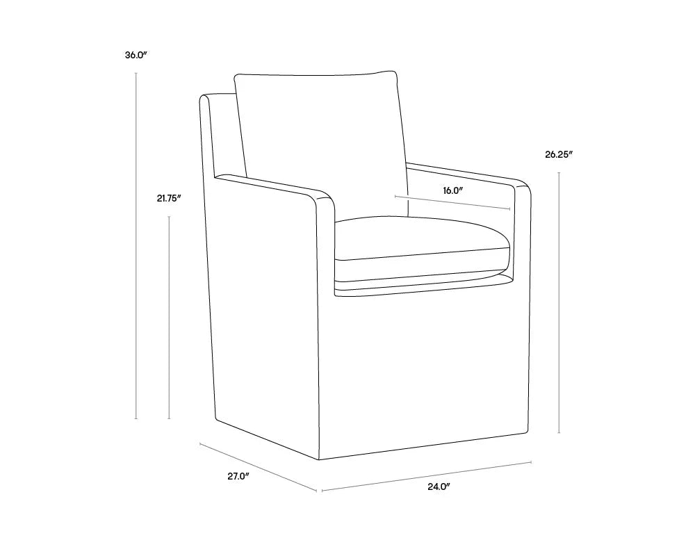 SUNPAN Glenrose Fabric Wheel Dining Chair