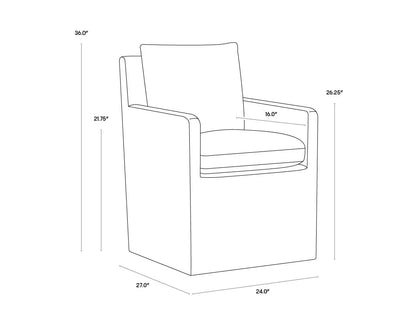 SUNPAN Glenrose Fabric Wheel Dining Chair