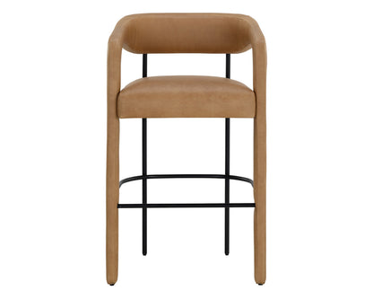 Mavia Barstool - Ludlow Sesame Leather with Matte Black Legs