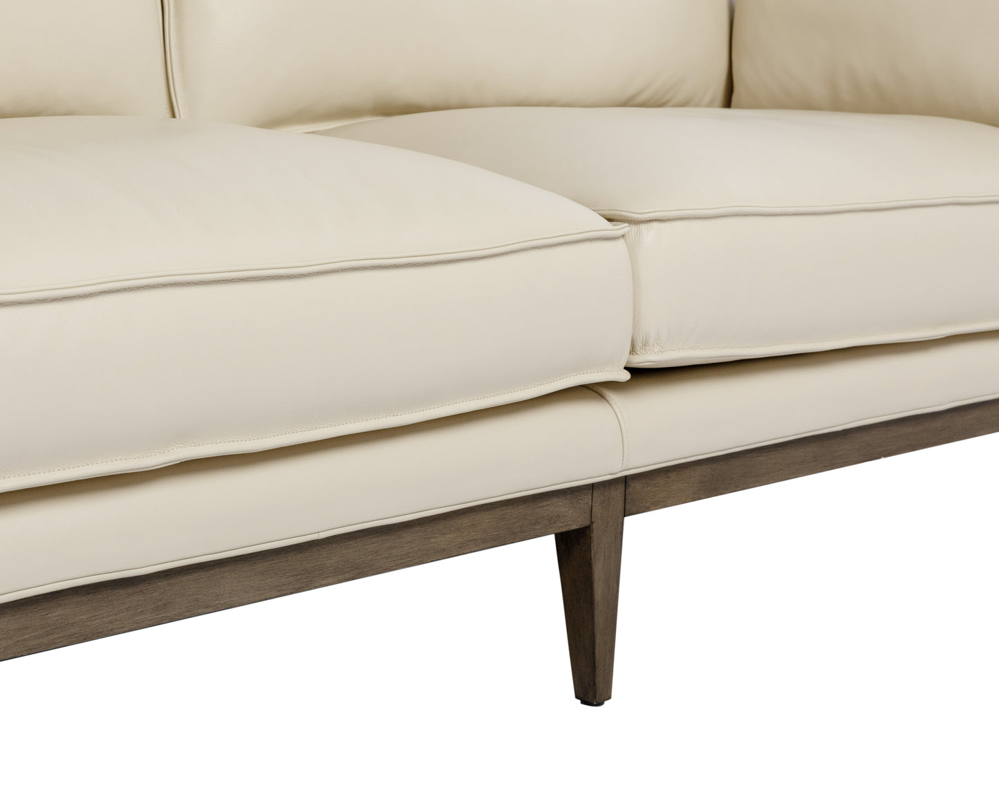 Mackenzie Sofa Astoria Cream Leather With Wood Legs