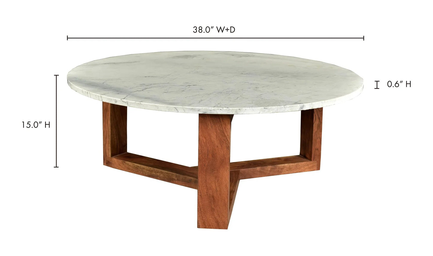 38 Inch Coffee Table Brown White Scandinavian-Coffee Tables-Moe's Home-LOOMLAN